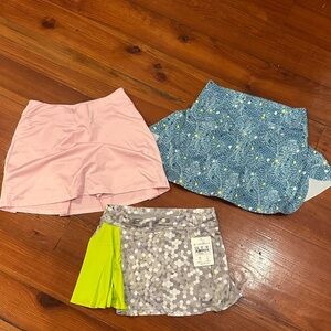 Set of Three Tennis Skorts - Pink, Blue, and Gray